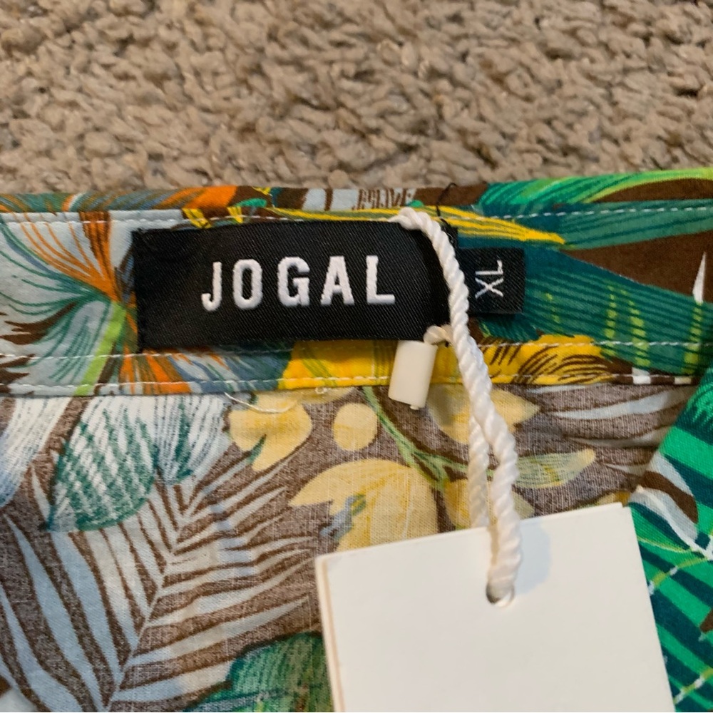 NWT Men’s Jogal Hawaiian Long Sleeve Button Down Shirt XL - Picture 3 of 6